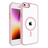 PinLiSheng Magnetic for iPhone SE 2022/2020 Case, iPhone 8/7, Compatible with MagSafe, Military Grade Drop Tested, Shockproof Clear Hard Back Slim Case - Pink