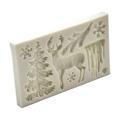 Christmas Theme Silicone Mold Elk Snowflake Tree Deer Fondant Dessert Ice Cube Candy Chocolate Mold