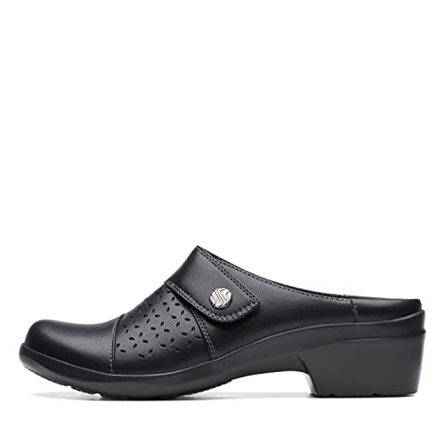 Clarks Women's Angie Maye Mule, Black Leather, 7.5 Wide #TOP28