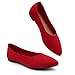 Herstyle Delancy Women’s Pointed Toe Flats Knit Ballet Flat Shoes Slip-On Dressy Flats Comfortable Foldable Ballerina Shoes for Daily Wear Work Office and Party, RedKN, Size 11.0