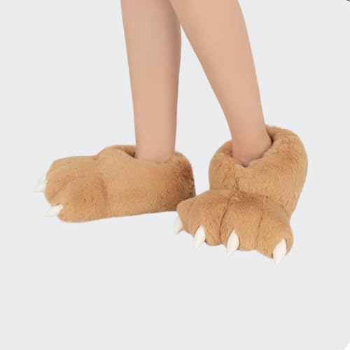 Zcargel Winter Animal Paw Shoes, Plush Animal Feet Paw Slipper Non-Slip House Shoes Soft Funny Monster House Shoes For Adults Women4