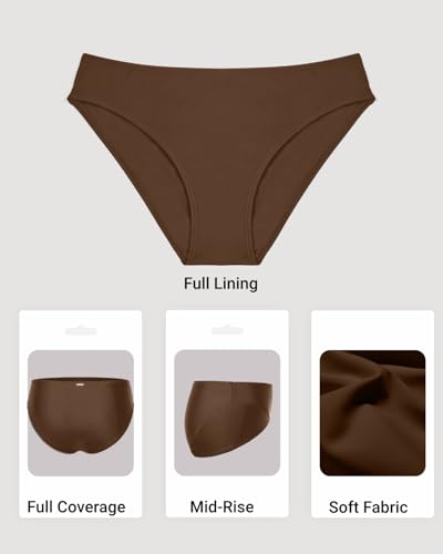 Image of Zmart Women Full Coverage Bikini Bottoms - Mid Rise Bathing Suit Swim Bottom Swimsuit Swimwear