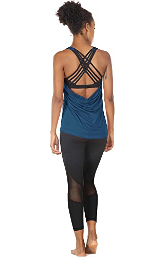 Image of icyzone Women's Open Back Workout Athletic Yoga Tank Tops with Built in Bra