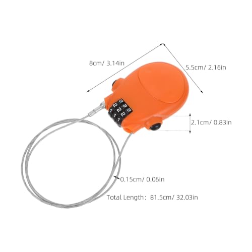 Candado de Cables Retráctil 3 Dígitos Naranja miniatura 2