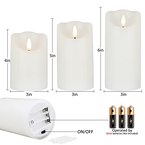 Image of LUSHARBOR Flameless Candles with Remote, Battery Operated Wax LED Flickering Candles - Set of 3 (White) with Timer for Home Decor, Perfect for Christmas Party White