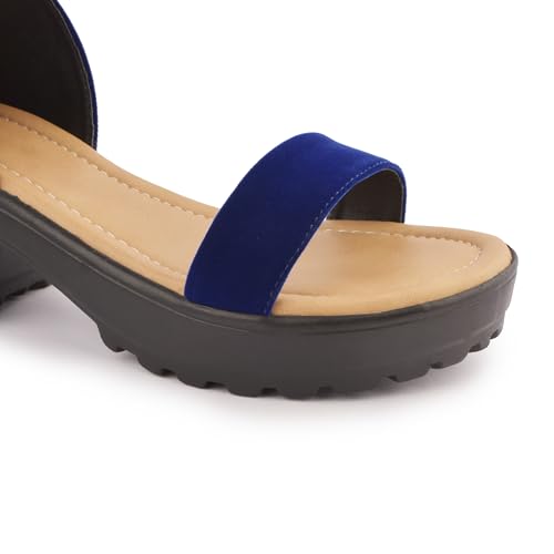 Image of Women's Platform Heels Signora112|Chunky Flared High Heel Sandals |Glossy Open Toe with Ankle Strap Signora112