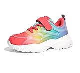 LUCKY STEP Kids Shoes Boys Girls Unisex-Child Running Tennis Shoes School Students Spring and Autumn Hook and Loops Strap Casual Shoes for Toddler/Little Kid/Big Kid(Rainbow,Little Kids 2)