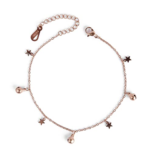 Tobillera de estrellas en oro rosa regulable el regalo perfecto de joyería para niña