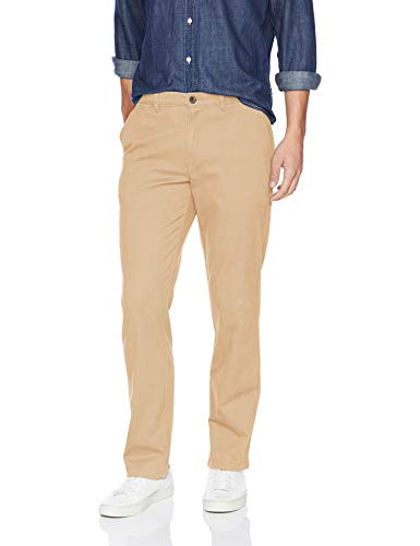 Amazon Essentials Men's Straight-Fit Casual Stretch Khaki, Dark Khaki, 32W x 33L