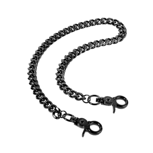 WY LIGHTING LEVEL Waist Chain Heavy Duty Metal Keychain Punk Wallet Chains Hip Hop Keyholder Round Clasp Goth Keyring for Pants(Black)