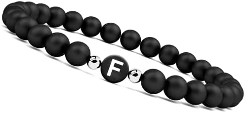 GD GOOD.designs Armband mit Buchstaben für Pärchen | Partnerarmband mit echten 6mm Naturstein Perlen | Paar Geschenk für Frauen und Männer