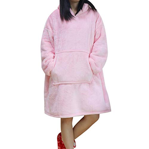 Decke Decke Mit Ärmeln Frauen Maxi-Hoodie Fleece Woemen Hoodies Sweatshirts Riesen Tv Blanket-Winter-Warmer Robe,Baby Pink,Einheitsgröße