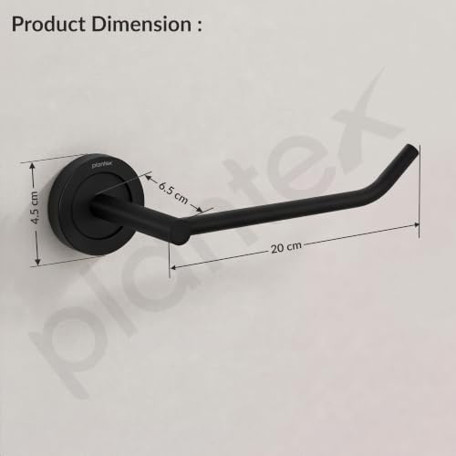 Image of Plantex Stainless Steel Black Powder Coating Bathroom Toilet Paper Holder /Toilet Tissue Holder for Washroom /Kitchen /Bathroom Accessories (Black)