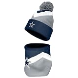 FOCO NFL Unisex-Adult Officially Licensed Primary Logo Team Color 2 Pack Neck Warmer Gaiter And Cuffed Knit Beanie Hat Set - Dallas Cowboys