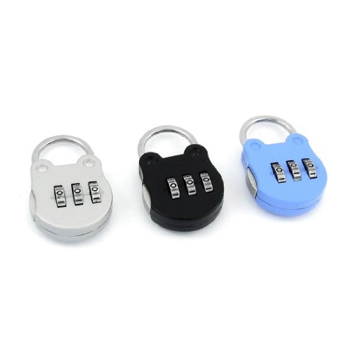 Image of Aexit 3 Pcs Padlocks & Hasps Black Blue Silver Tone Metallic 3 Digits Combination Combination Padlocks Password Lock