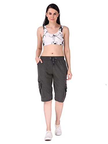 Image of UZARUS Womens Cargo Capri Shorts with 9 Pockets
