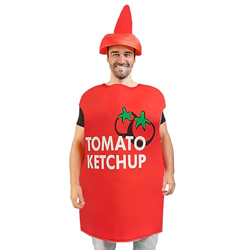 Rrlihjgu Disfraz de salsa de ketchup, disfraz de Halloween | Cosplay creativo ligero de botella de ketchup disfraz para festivales, fiestas de grupo, actuaciones escénicas e ideas de regalo