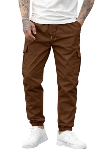 Image of ADBUCKS Men's Regular Fit low Rise Soild Cargos Style Joggers Casual Trousers