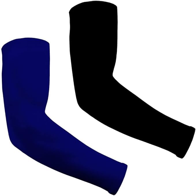 Image of INNERSTYLE Cotton Full Arm Sleeves Men Women for Summer UV Tan Protection Hand Shocks for Boys Hand Cover Arm Sleeve for Bike Riding Cycling, Black Blue, Pair of 2