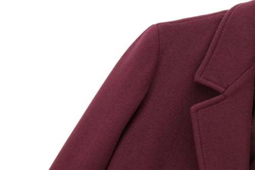 Women Winter Turn-Down Collar Long Coat Wool Blended Buttons Pockets Vintage Outwear2