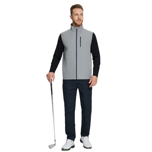 Image of M MAELREG Mens Vests Outerwear Windproof Lightweight Softshell Vests Zip Pockets Sports Sleeveless Jacket Golf Vests for Men