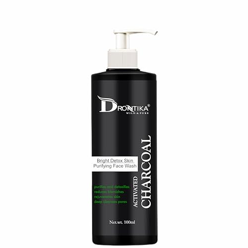 Drontika Wild & Pure Activated Charcoal Bright Detox Face Wash Deep Cleansing & Brightening Formula for Clear, Radiant Skin 100ml.