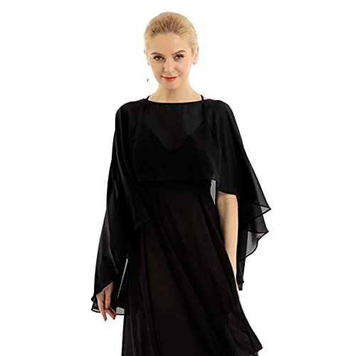Sywiyi Women's Chiffon High Low Shawls and Wraps for Evening Dresses Wedding Party Cape Shrug2