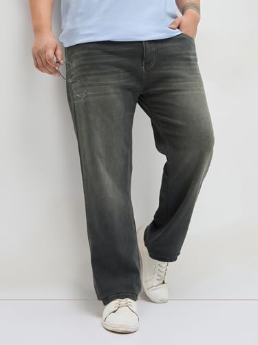 Image of Urbano Plus Men's Regular Fit Heavy Washed Denim Jeans Stretchable