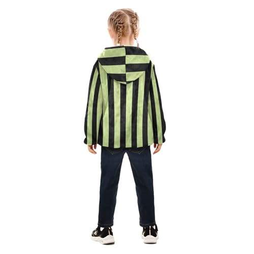 GuoChe Striped Green Black Sherpa Lined Toddler Hoodie4