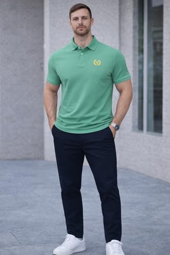 Image of Mack Jonney Men's Cotton Polo T-Shirt|Solid Regular Fit|Half Sleeve Collar T-Shirt for Casual Wear-MJ-32