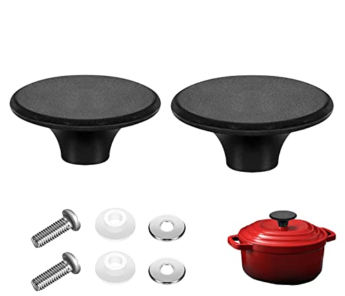 Lot de 2 boutons de rechange pour couvercle de casserole hollandaise Le Creuset, Lodge et autres cocottes en fonte émaillée Noir