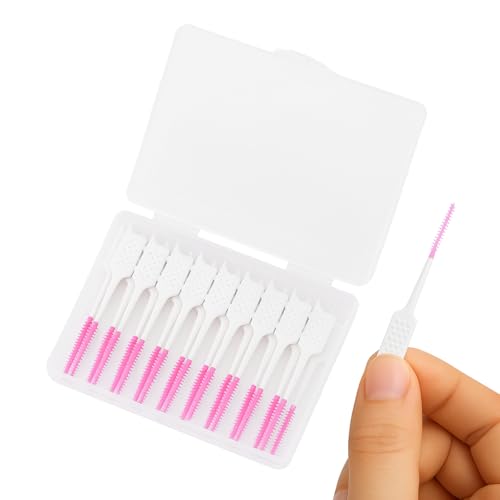 120 Stück Interdentalbürsten, Silikon Zahnzwischenraumbürsten Dentalbürsten mit Box, Tragbarer Dual-Use Zahnseide Stick für Zahnreinigung Zwischenräume, Zahnreinigung