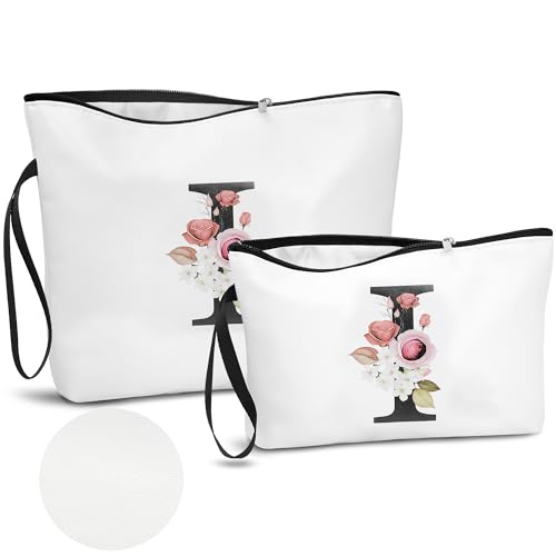 DBPBToU PU Leather A-Z Alphabet Neceser Mujer, Juego De 2 Neceser Maquillaje Mujer, Regalos Originales para Mujer Ideal para Cumpleaños (I)