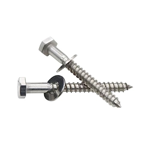 Qlvily LSS-1/4X2-1/2-10PCS Stainless Steel Lag Bolts 1/4 Inch X 2-1/2 Inch Hex Lag Screws thumb #3