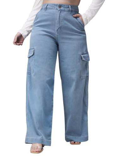 Image of Miss Chase A+ Women's Wide-Leg High-Rise Regular-Length Stretchable Shaping Denim Jeans