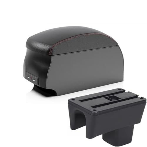 車用アームレスト内装詳細収納ボックス改造パーツ カップホルダー付きに適合するスズキに適合するスイフト 2005 2006 2007-2023用 箱(B1 Black Red double)