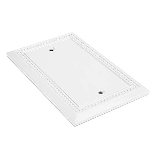 Image of Henne Bery Sunken Pearls Heavy Duty Decorative Wall Plate Switch Plate Outlet Cover (Single Blank, 2 Pack, White)