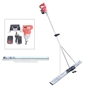 YIYIBYUS Concrete Vibrating Tool 21V Cordless Concrete Wet Screed Bull Float Concrete Vibrators Surface Power Trowel Concrete Screed w/ 59″ Screed Blade Ruler