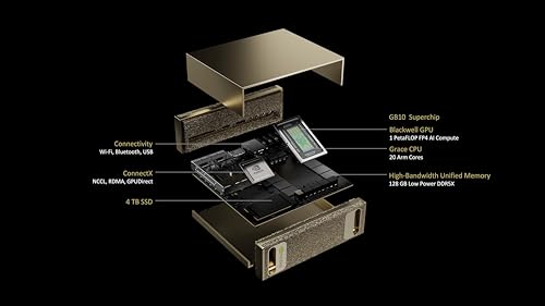 Image of NVIDIA DGX Spark, 20 core Arm, 10 Cortex-X925 + 10 Cortex-A725 Arm; 128GB LPDDR5x Unified RAM; 4TB NVMe M2 SSD Blackwell Architecture, 10GbE, WiFi 7, Bluetooth 5.3