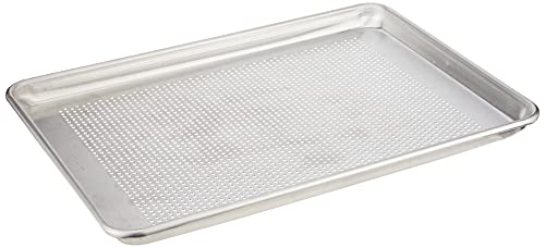 NUCU Artisan Professional Perforated Aluminum Baking Sheet Pan with Lip, 18 x 13-inch Half Sheet, Silver
