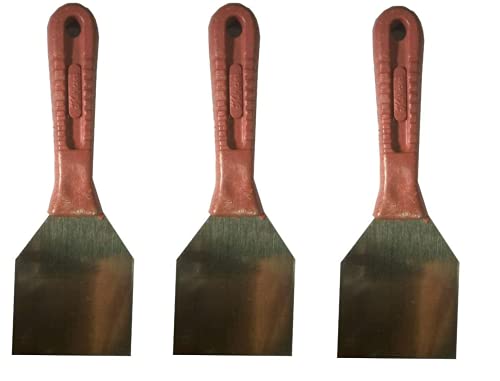 Image of AASONS 3 Inch Mild Steel Paint Scraper Putty Knife, Painting Tools, Spackle Knife, Wallpaper Scrapping, Painters Tool, Crown Molding Tool, Paint Remover Scrapper with Handle (Pack Of 3)