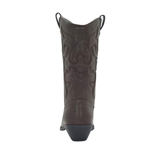 Image of Soda RENO ~ Women Western Cowboy Stitched Pointe Toe Low Heel Ankle Mid Shaft Fashion Boots