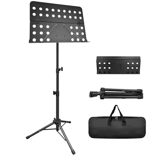 XRABTVSK 1 Pack Portable Folding Sheet Music Stand, for Guitar, Ukulele, Violin Players