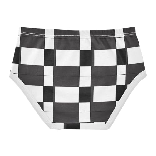 Black and White Checkerboard Toddler Underwear, Cotton Underwear for Girls, 2T–8 Years2