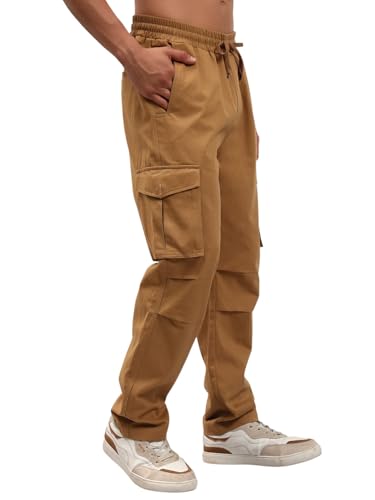 Image of Q - RIOUS Men's 6 Pocket Cotton Cargo Pants - Relaxed Fit Utility Trousers