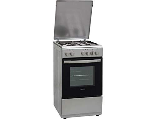 Cuisiniere mixte Telefunken TFKCK5631CCS - Cuisinière 50 cm Silver - Table de cuisson Gaz + électrique - Four Electrique 55 litres - Nettoyage Catalyse - Classe énergétique A