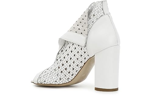 Tronchetti Spuntati in Pelle Traforata con Doppio