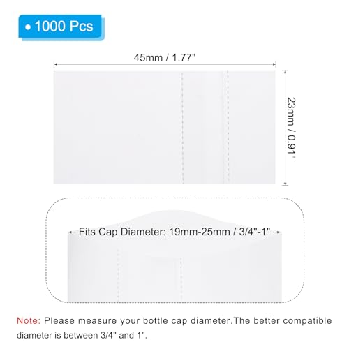 Image of PATIKIL 45x23mm PVC Perforated Shrink Bands, 1000Pcs 0.05 mm /2 Mil Thickened Heat Shrink Seal Wrap Fit for 3 /4 inch-1 inch Cap Diameter Essential Oil Bottles Jars Cans Tin, Clear