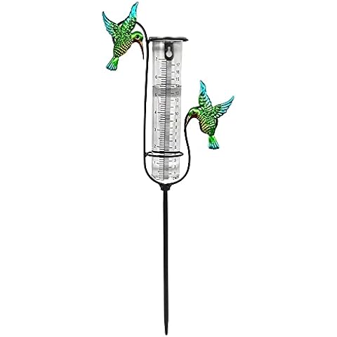 SOBLUING Kolibri Regenmesser Glas Regenmesser Outdoor Große Kapazität Regenmesser Leicht zu Lesen Kolibri Garten Kunst Dekorativ Outdoor Hof Hof Rasen Cover
