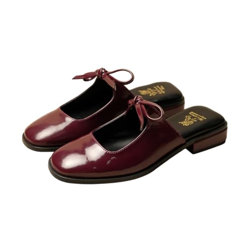 Image of Theater Women Fling Patent Bow Slip-On Flats | Square-Toe Pull-On Ballerinas with Elegant Bow Detail | Stylish, Comfortable & Easy-Wear Footwear for Work, Outings & Special Occasions